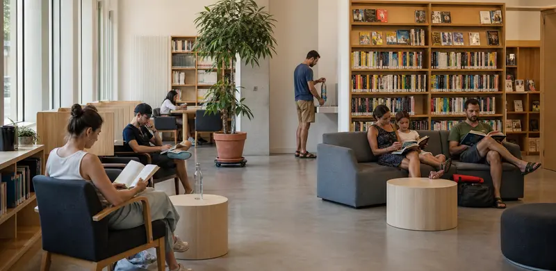 Biblioth&egrave;que municipale utilis&eacute;e comme lieu frais pendant la canicule